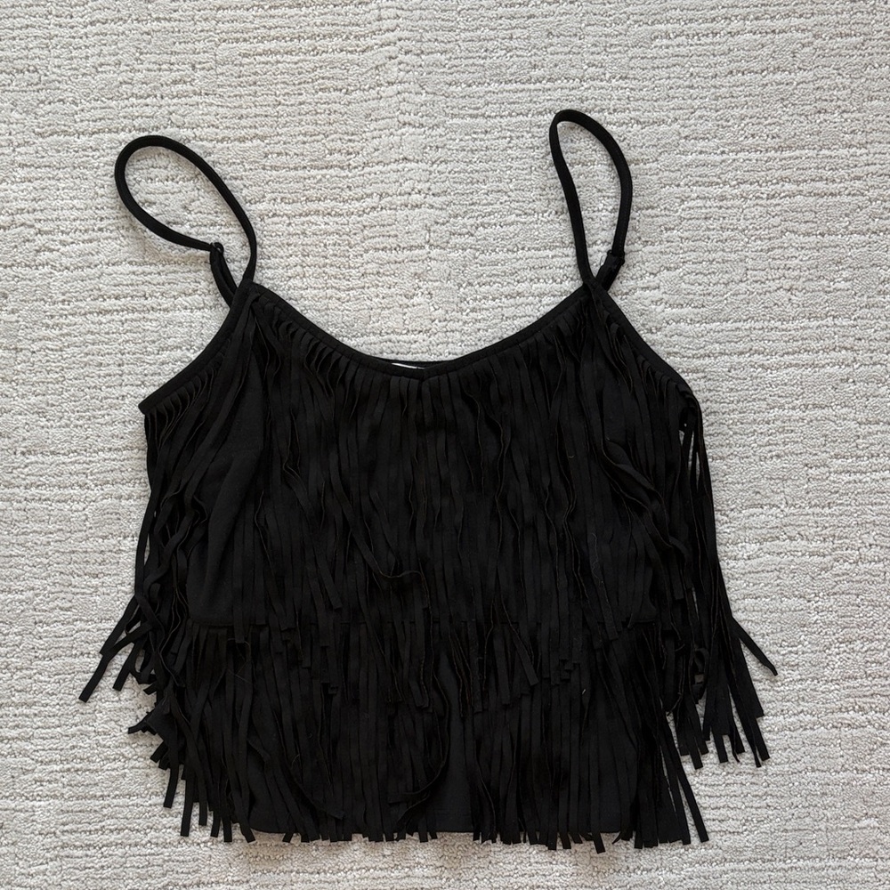 Francesca's Collections Black Fringe Camisole